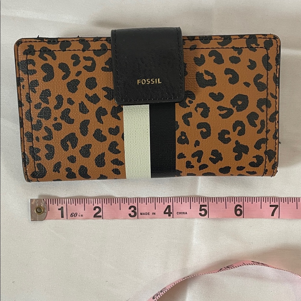 Fossil Animal Print Wallet with Black Accents